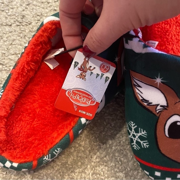 Rudolph The Red Nosed Reindeer Plush Slippers NEW Sz 7 8 9 10 - Picture 9 of 9